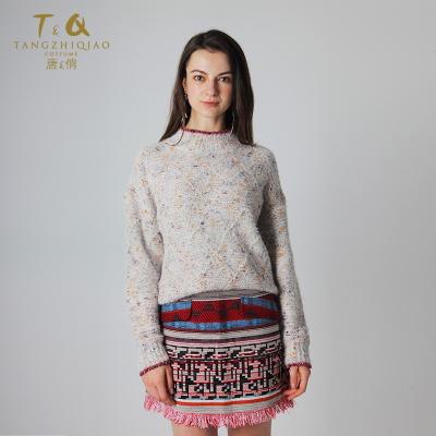 China Anti-Shrink Rainbow Mohair Sweaters Women With Turtleneck Sweater Pullover Knitwear for sale