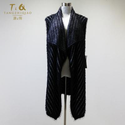 China Anti-Shrink V neck sweater vest wholesale women striped cardigan for sale