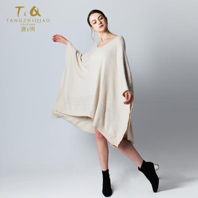 China Anti-pilling New product guangzhou women winter casual poncho dress custom sweater for sale