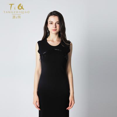 China Anti-Shrink Knitted sweater dress sex sleeveless grace tight sweater dress womens for sale