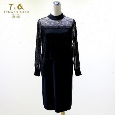 China Anti-Shrink Top design ladies winter long lace dress design knit sweater for sale