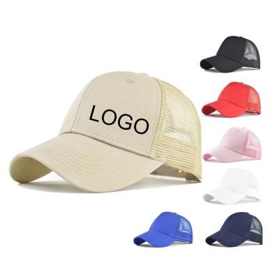 China COMMON wholesale white 6 panel soild color trucker caps cotton twill custom trucker hats for sale