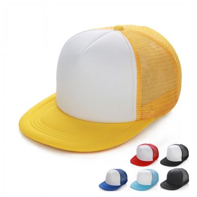 China COMMON cheap unisex mesh back polyester white brim promotion snapback foam flat cap for sale