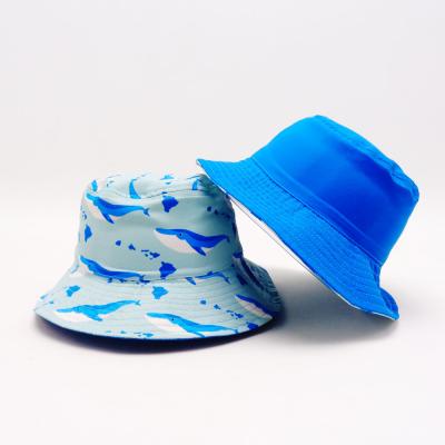 China Waterproof / Sun Protection / Gift / Promotion Boys Fishing Blue Prints Custom Bulk Sun Protected Toddler Customized Bucket Hats Kids for sale