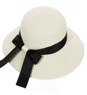 China 2022 hot sale eco-friendly foldable bow beach hat soft straw hat for women for sale