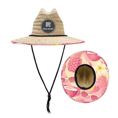 China 2022 Small MOQ Eco-friendly Hollow Grass Pink Lady Lifeguard Hat Classic Adjustable Straw Hats for sale