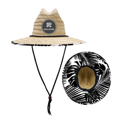 China Gardening Lifeguard Straw Hat Man Florida Wide Brim Palm Leaves Summer Adult Stylish Tropical Custom Made Beach Eco-Friendly for sale