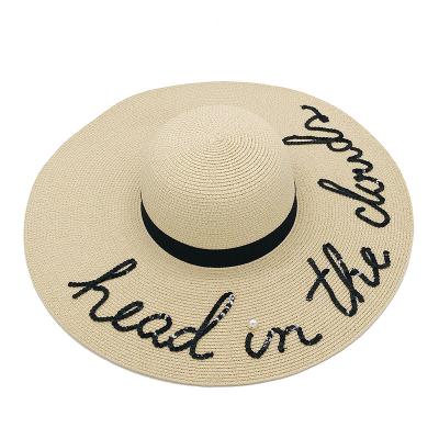 China Large Wide Brim Sequin Embroidered Fashion Versatile Sun Hat Eco - Friendly for sale