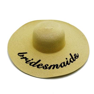 China 2022 Summer Women's Personal Embroidery Straw Wedding Straw Beach Hats Ladies Brim Eco-Friendly Floppy Wide Brim for sale