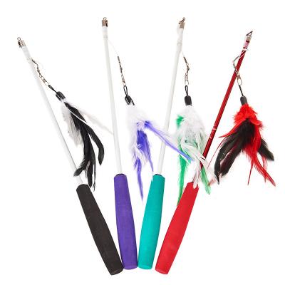 China Wholesale Viable Cat Feather Teaser Stick Toys High Quality, Interactive Cat Toy Cat Magic Wand for sale