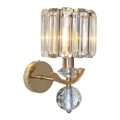 China Modern Modern Living Room Background Copper Wall Bedroom Bedside Glass Corridor Led Wall Sconce Luxury Crystal Wall Lights Lamp for sale