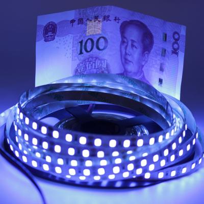 China Hotel 2835 SMD 60led/m 120led/m Strip Lamp For DJ Party 12V 395-405nm UV Ultraviolet Led Strip Black Light for sale