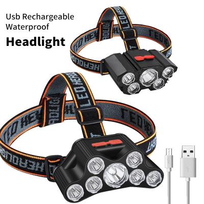 China Camping Led Working Headlight 5 Modes Headlight Usb Flashlight Rechargeable Waterproof Torch Head Light For Fishing Camping Hunting for sale