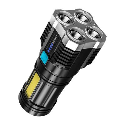 China High Power 4 LED COB LED Flashlight Industrial USB Super Bright Rechargeable Flashlight Portable Tactical Ignition Flashlights for sale