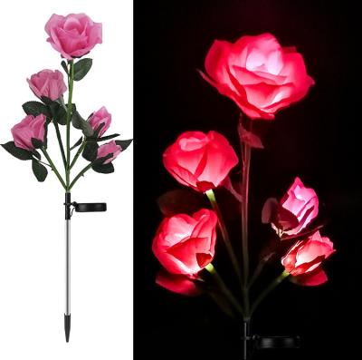 China Outdoor Waterproof Solar Powered Solar Powered Flower Light Motion Sensor String LED Rose Lamp 5 RGB Solar Light for Garden Decoration Yard Lawn Path for sale