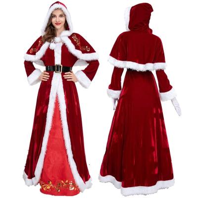 China 2021 Cute Performance Costume Rabbit Fur Women's Santa Plus Size Red Christmas Dress Adult Party Costume for sale