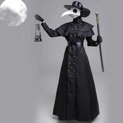 China Polyester Halloween Costume For Adult Medieval Steampunk Style Plague Doctor Costume Crow Beak Bird Costume for sale