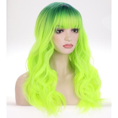 China Original Pure Natural Hair Green Curly Wig Long For Synthetic Hair 18