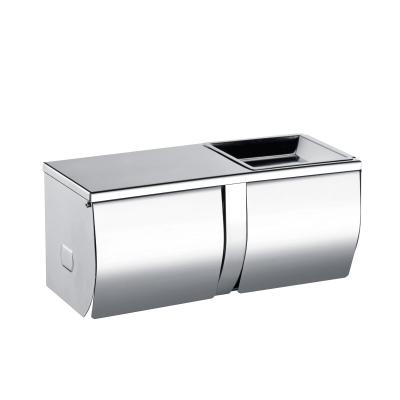 China Hotel Stainless Steel Double Roll Paper Towel Holder With Soap Dish for sale