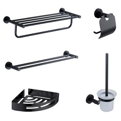 China Sustainable Modern Stainless Steel Bath Hardware Black Bathroom Accessories Set for sale