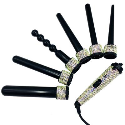 China Hair Diamond Curling Iron Bling Multifunctional Interchangeable Bling 6 in 1 Curling Iron Magic Wand Set for sale