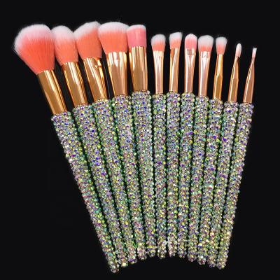 China 12 Pieces Luxury Diamond Bling Make Up Brushes Luxury Crystal Rhinestone Makeup Brushes for sale