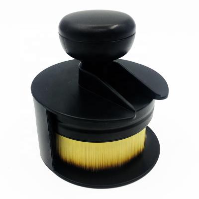 China Eco-Friendly Logo Black Foundation Brush Large Custom Flat Round Makeup Brushes With Stand for sale