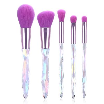 China Crystal Handle Custom 5pcs Diamond Make sweeps Crystal Handle Makeup Brush transparent purple for sale