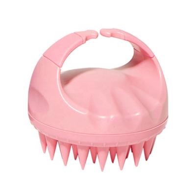 China Custom Logo Round Pink Silicone Hair Shampoo Brush Exfoliator Waterproof Hair Scalp Massager For Women for sale