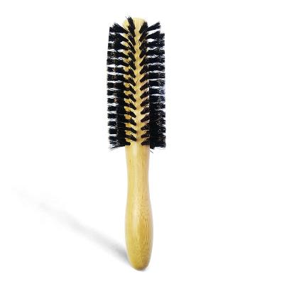 China Boar Bristle Natural Bamboo Round Hairbrush OEM Waterproof Anti Static Hair Brush for sale