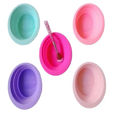 China Food Grade Collapsible Collapsible Make Up Brush Clean Bowl Silicone Makeup Brush Cleaner Collapsible Bowl for sale