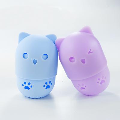 China Cute Cat Make Up Blender Travel Storage Container Silicone Makeup Sponge Case TC-SMSC001 for sale