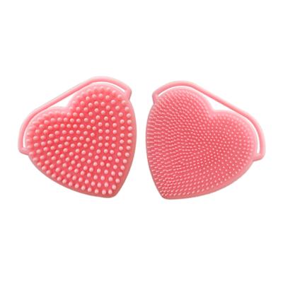 China Skin Cleanser 2 In 1 Heart Shaped Silicone Facial Brush Facial Cleansing Washing Pads for sale