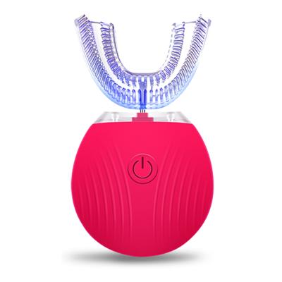 China 360 Battery Operated Hands Free Automatic Ultrasonic Electric Teeth Whitening U Shape Toothbrush for sale