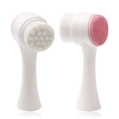 China Acne Treatment Soft Bristle Manual 2 In 1 Exfoliate Brush Double Sided Facial Cleansing Brush for sale