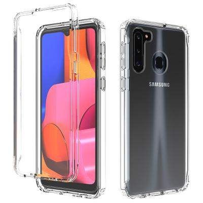 China Easy Installation Shockproof Transparent TPU Armored Feature Enhanced PC Phone Case For Samsung Galaxy A21 for sale