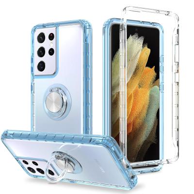 China Anti-drop For Samsung Galaxy S21ultra Mixed Premium Material TPU Acrylic 360 Rotate Ring Holder Phone Case for sale