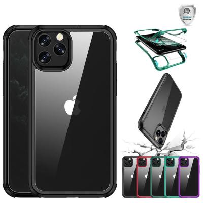 China Anti-drop Double-layer Back Cover Rugged Clear Phone Case with Built-in Screen Protector for iPhone X/XSMax/XR 11 pro max 12/13pro 11/12/13 for sale