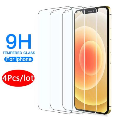 China 4Pcs Mobile Phone Tempered Glass Reject Fingerprint Screen Protector For iPhone 12 13 11 7 8 Plus XR XS X Series for sale