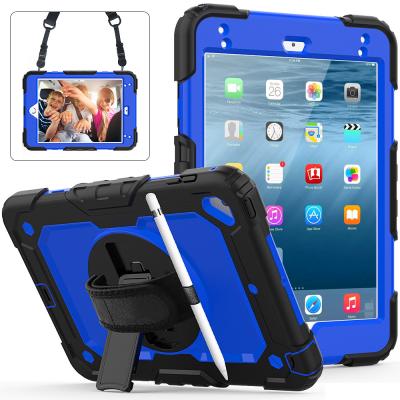 China Silicon+PC Silicone Anti-drop Panel Cover Protective Case for iPad mini 5 2019 with Strap 360 Rotation Nylon Belt for sale