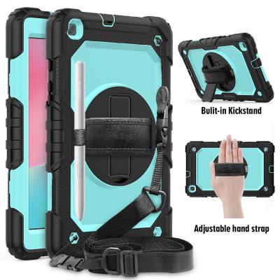 China New Arrival Rugged Shockproof Full Protective Silicone Plastic Material Cover with Kickstand Detachable Adjustable Strap for Samsung 10.1 inch for sale