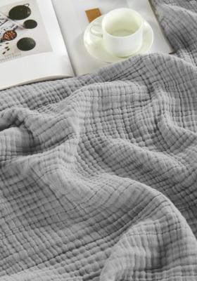 China Light Grey Layered Muslin Blanket OEM Cotton Muslin Blankets For Adults for sale