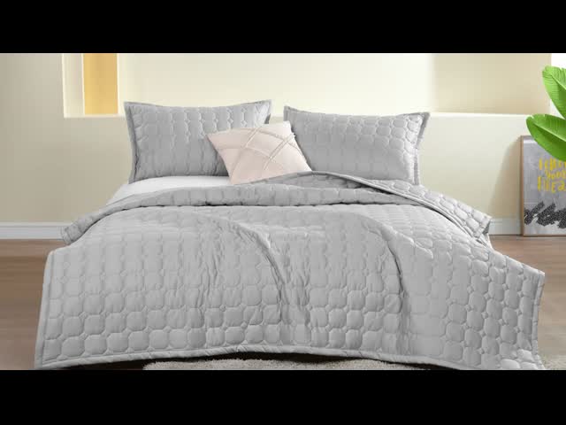 Cotton Solid Quilt Set,Sustainable Material,Soft and Breathable