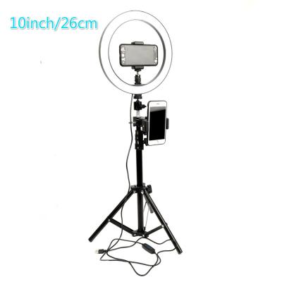 China ABS + Metal Selfie Led Ring Light 26cm 10inch Desktop Ring Fill Light 18w Led Circle Ring Light With Stand for sale