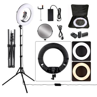 China ring light 18 inch 3200-5600K 96w 480 battery operated led selfie ring light for ring shape photography for sale