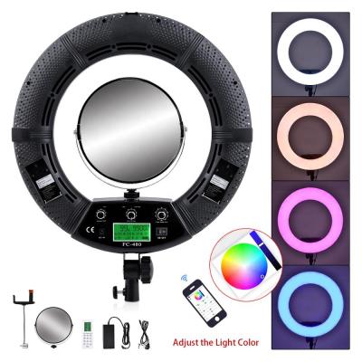 China PORTABLE Video Camera Led Stage 18 Inch Light RGB Studio 2800K-10000K Full Color Lighting Photography Equipment For Beauty for sale