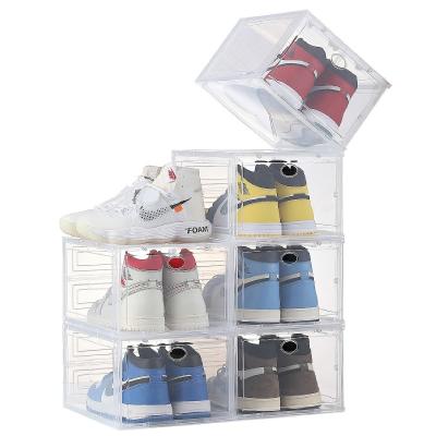 China Amazon Viable Hot Sale Large Stackable Clear Folding Acrylic Plastic Container Drawer Sneaker Storage Boxes Display Shoe Box for sale