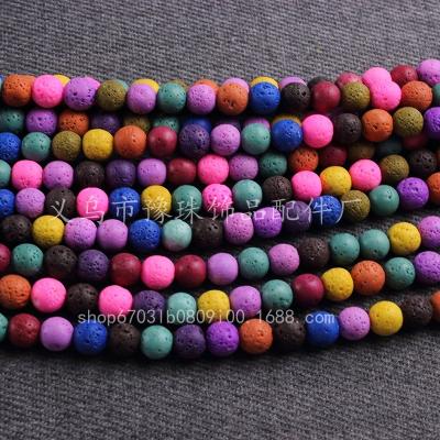 China Wholesale 4mm -20mm Black Color Loose Beads Natural Round Volcanic White Gemstone Lava Rock Stone Beads for sale