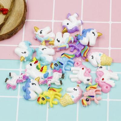 China Hot selling resin cartoon unicorn resin accessories for headwear bracelet necklace accessories mobile phone shell diy material for sale