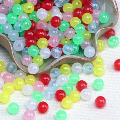 China New Arrival 6MM Acrylic Candy Colored 8MM Round Beads Without Hole Mud Beads For Diy Craft Making for sale